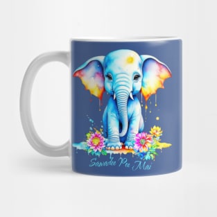 Watercolor Elephant Songkran Festival Mug